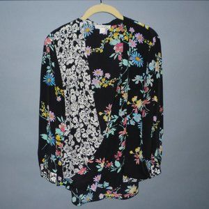 Anthropologie Yumi Kim draped floral silk blouse L